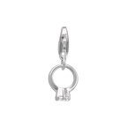 Sterling Silver & CZ Crystal Engagement Ring Clip on Charm