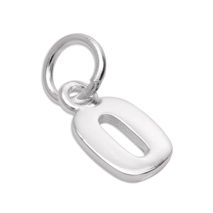 Small Plain Sterling Silver Number Charm 0-9