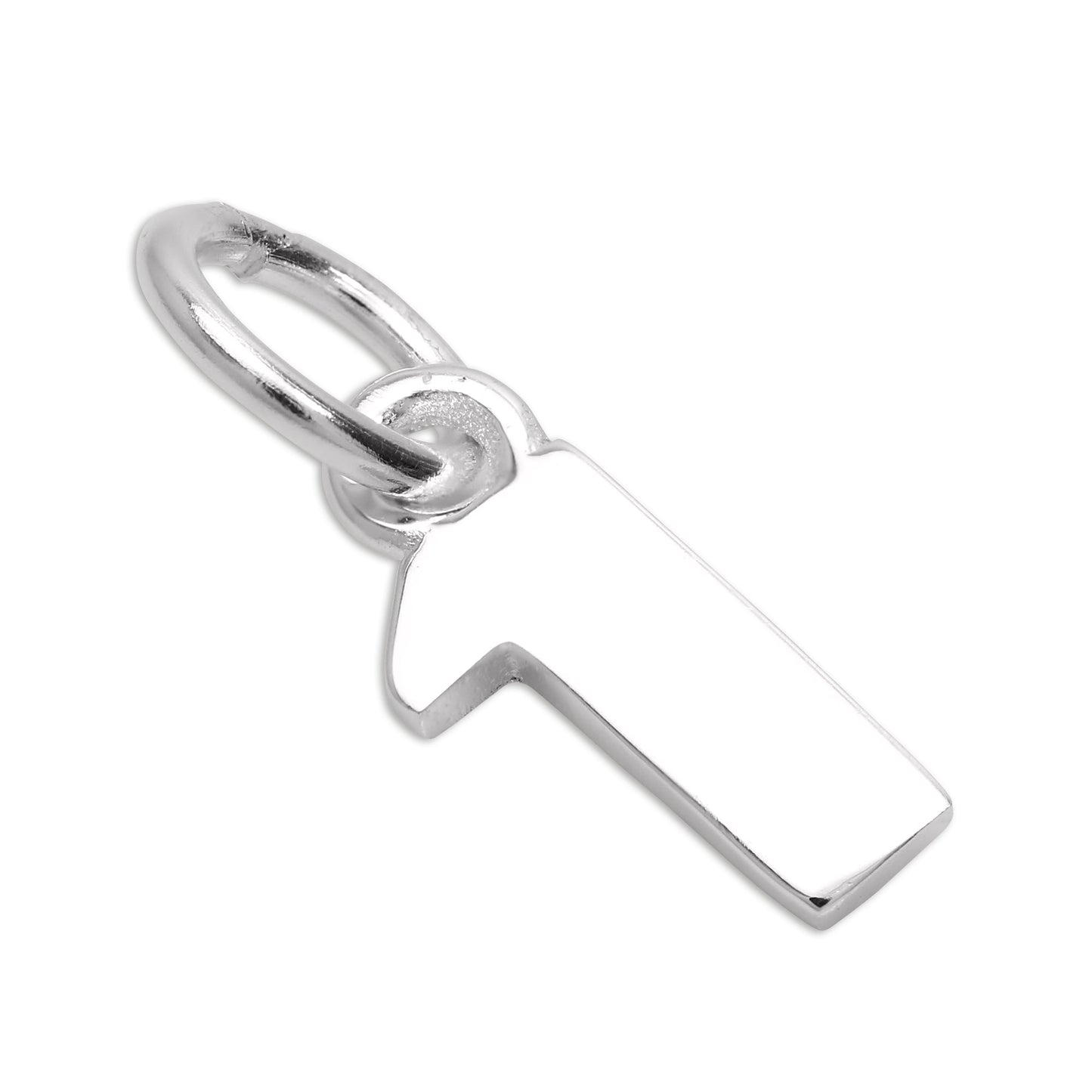Small Plain Sterling Silver Number Charm 0-9