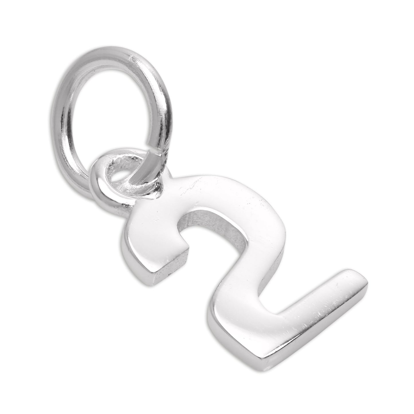 Small Plain Sterling Silver Number Charm 0-9
