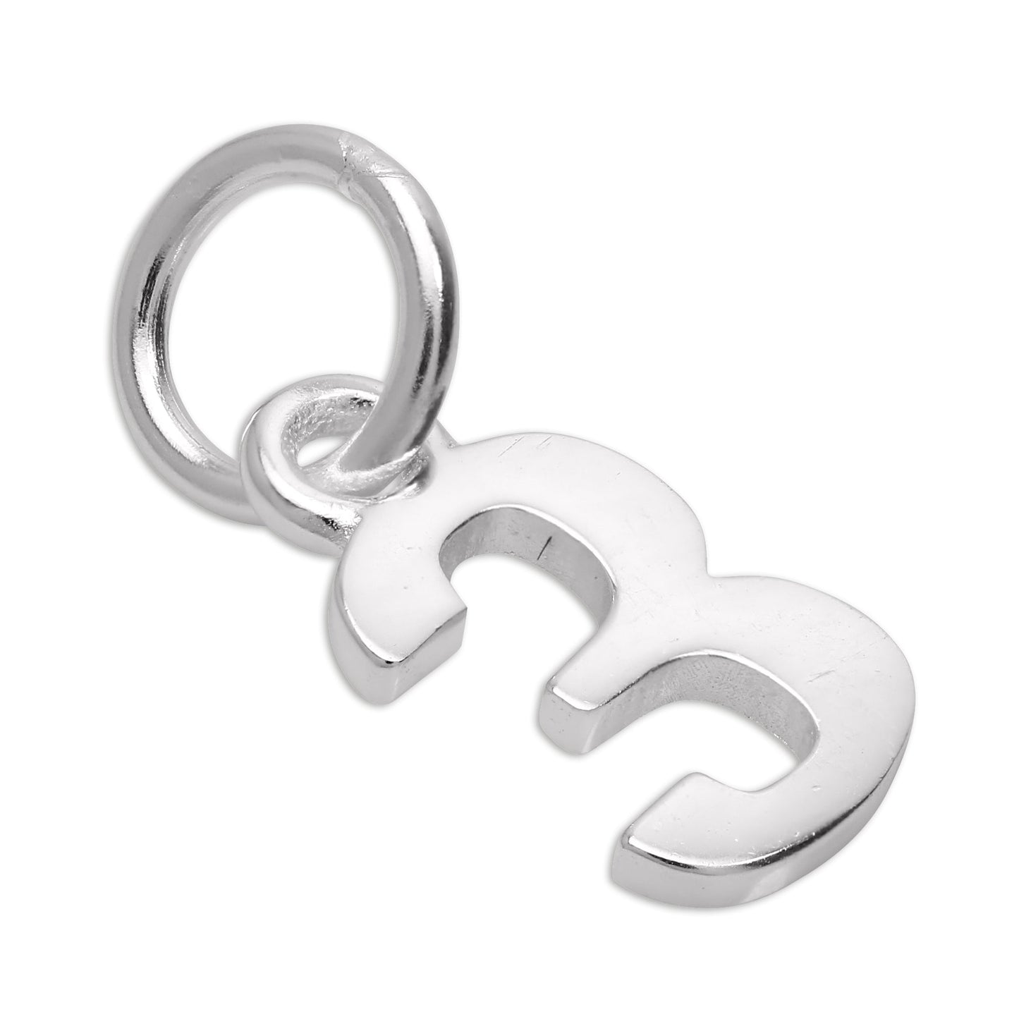 Small Plain Sterling Silver Number Charm 0-9