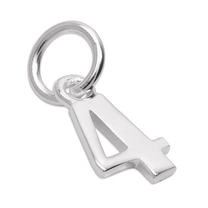 Small Plain Sterling Silver Number Charm 0-9