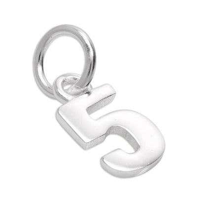Small Plain Sterling Silver Number Charm 0-9