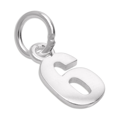 Small Plain Sterling Silver Number Charm 0-9