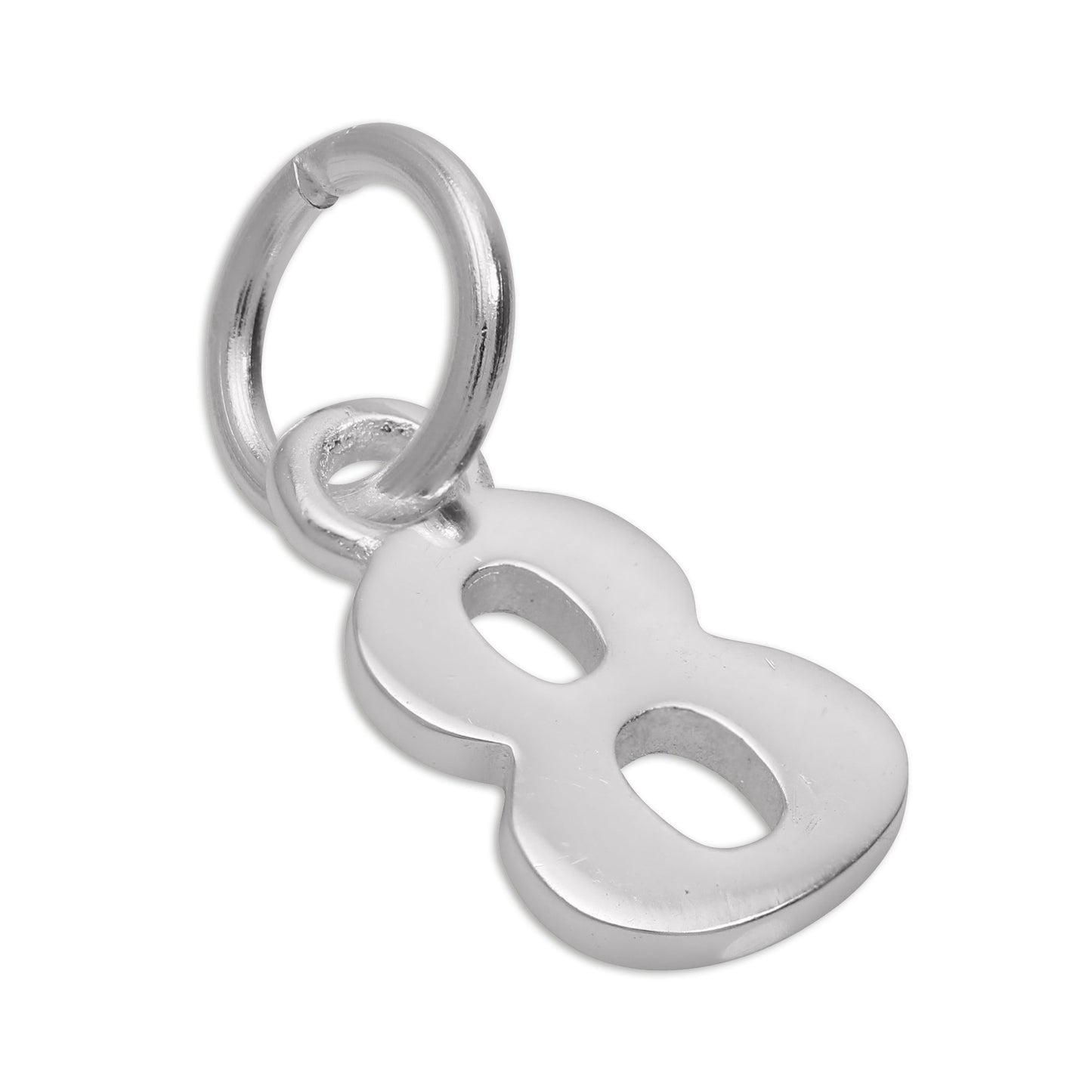 Small Plain Sterling Silver Number Charm 0-9