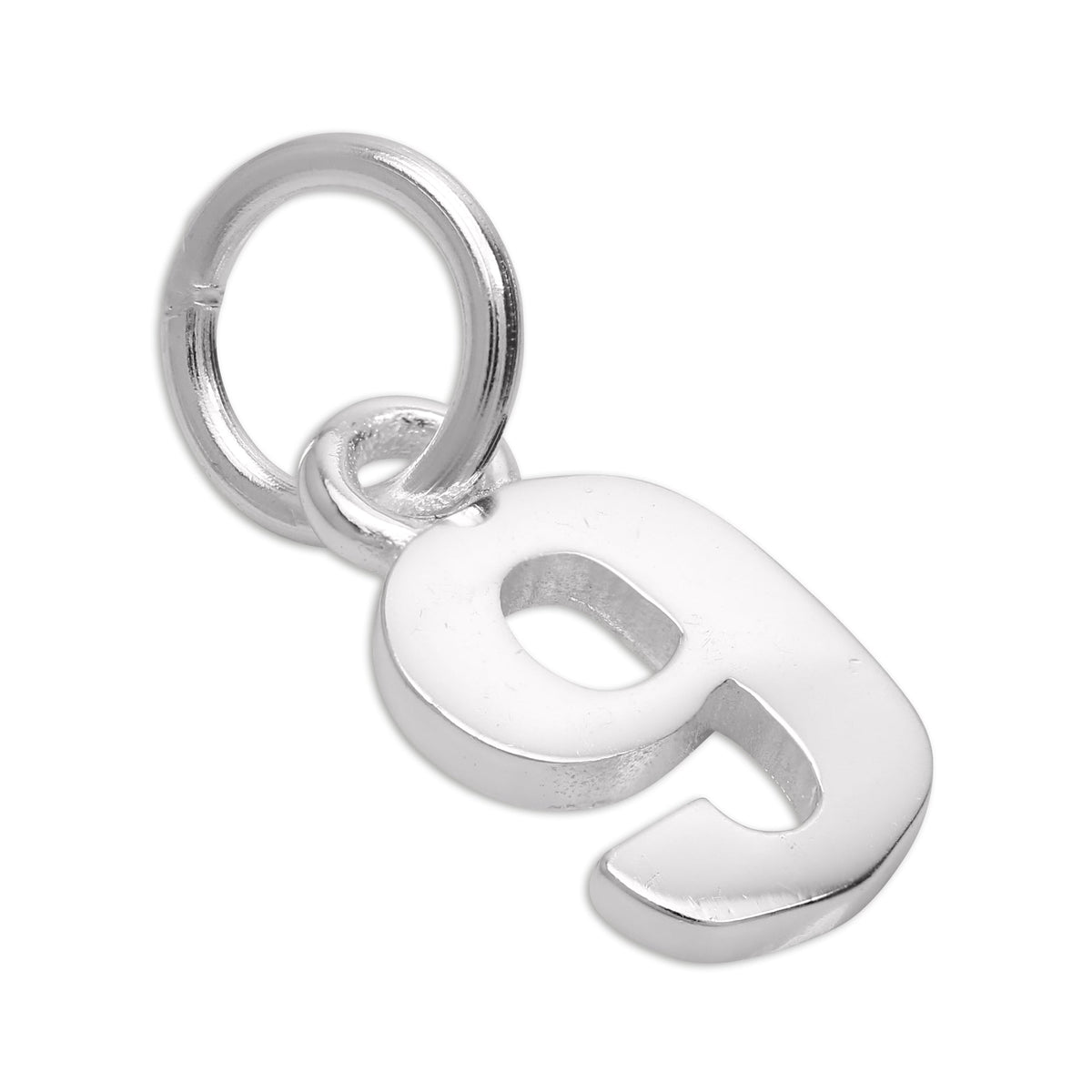 Small Plain Sterling Silver Number Charm 0-9