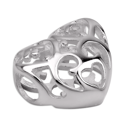 Sterling Silver Open Heart Bead Charm 2.5mm Core Size