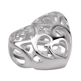 Sterling Silver Open Heart Bead Charm 2.5mm Core Size