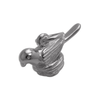 Sterling Silver Cute Nesting Bird Charm