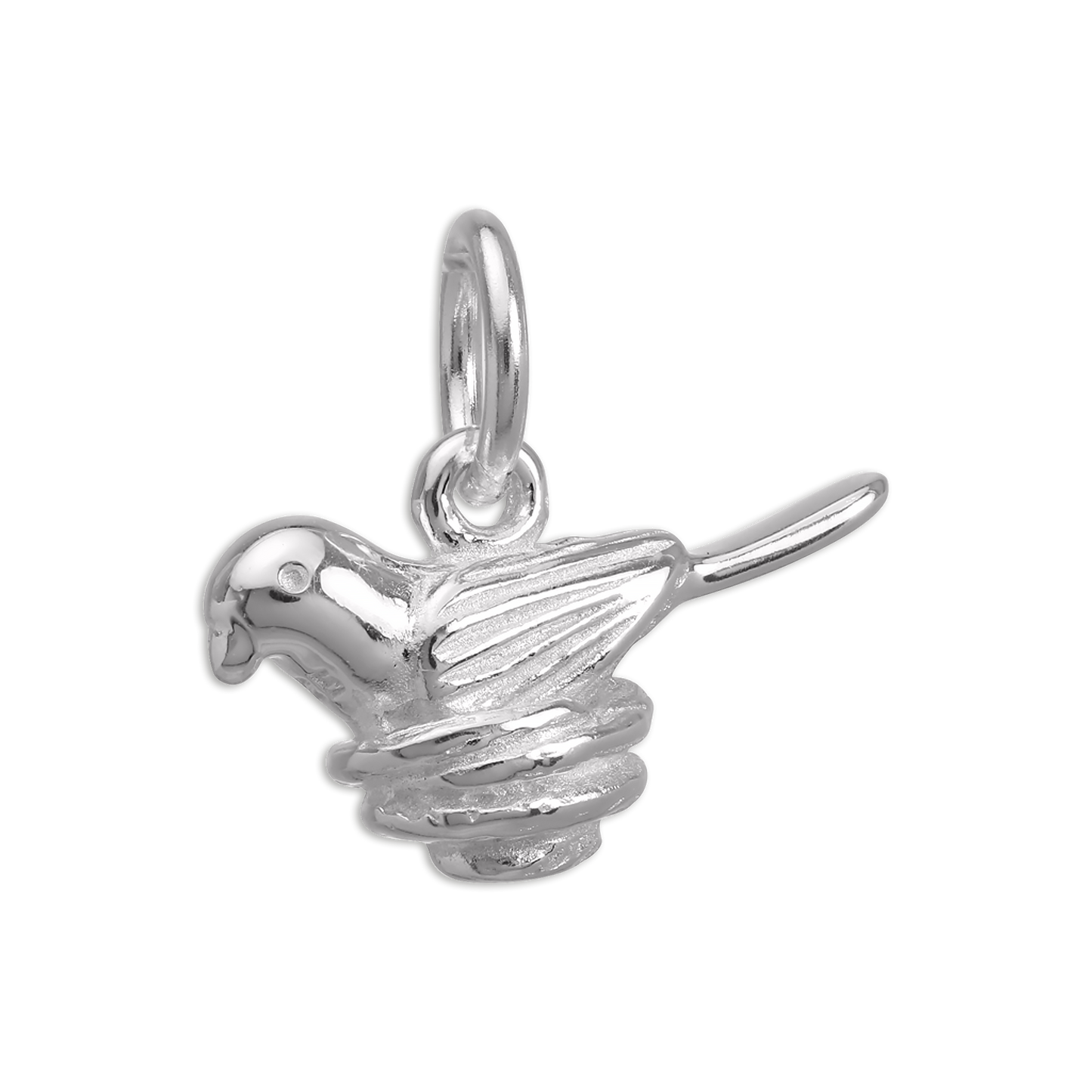 Sterling Silver Cute Nesting Bird Charm