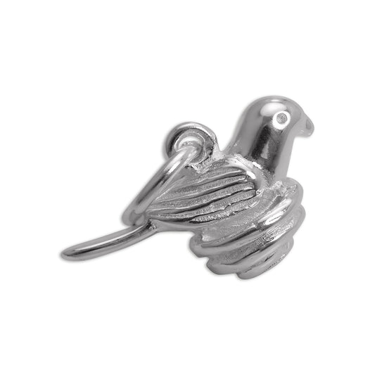Sterling Silver Cute Nesting Bird Charm