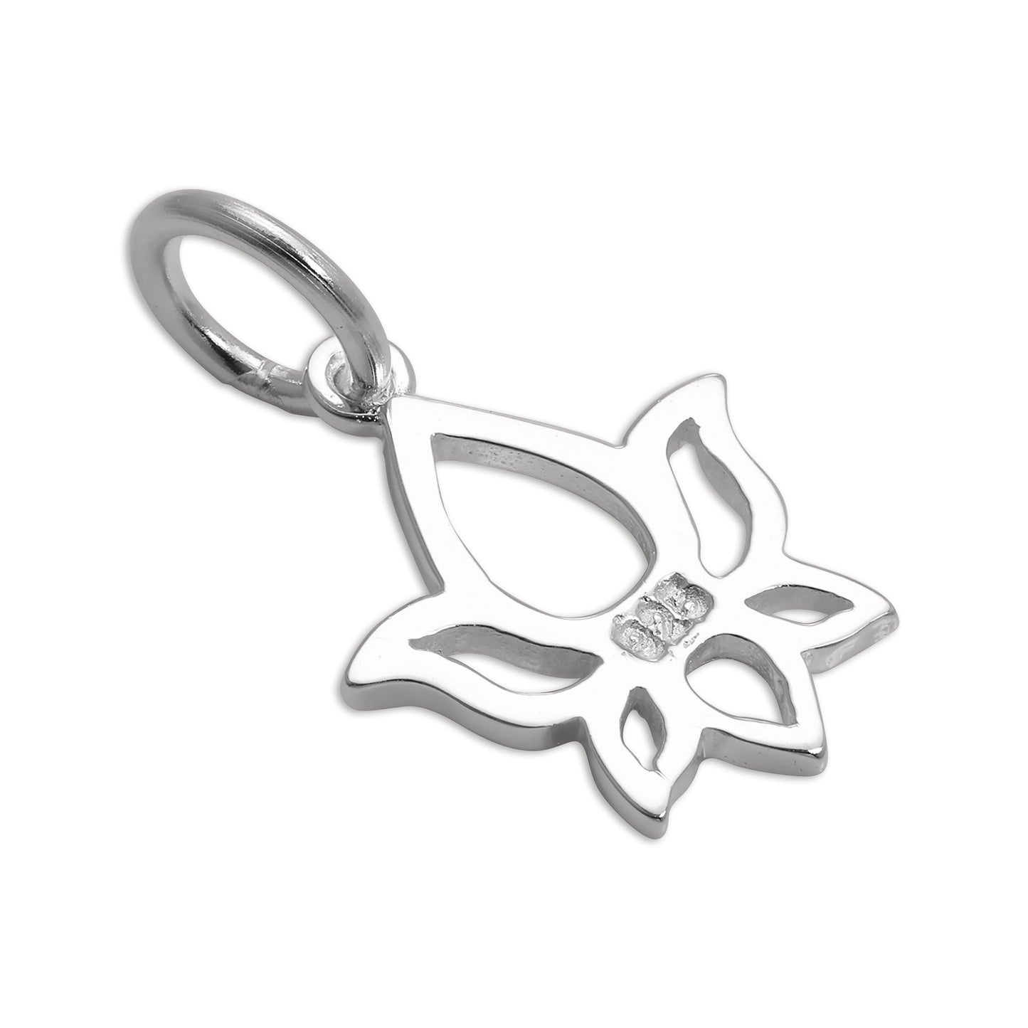 Sterling Silver Cut Out Lotus Flower Outline Charm