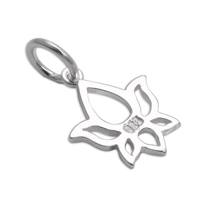 Sterling Silver Cut Out Lotus Flower Outline Charm