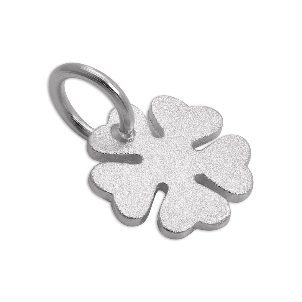 Brushed Sterling Silver Lucky 4 Leaf Clover Charm