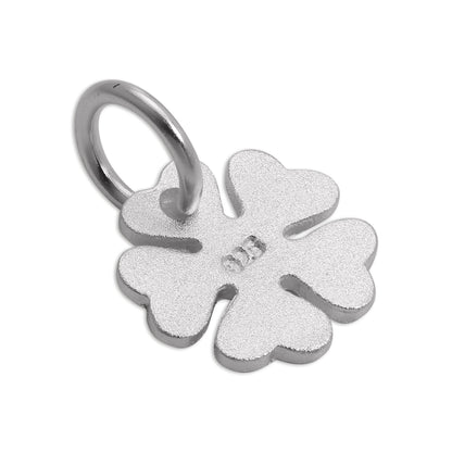 Brushed Sterling Silver Lucky 4 Leaf Clover Charm