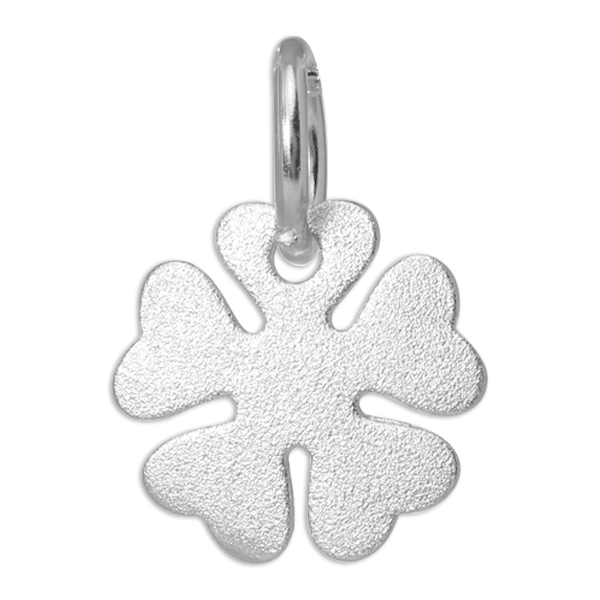 Brushed Sterling Silver Lucky 4 Leaf Clover Charm