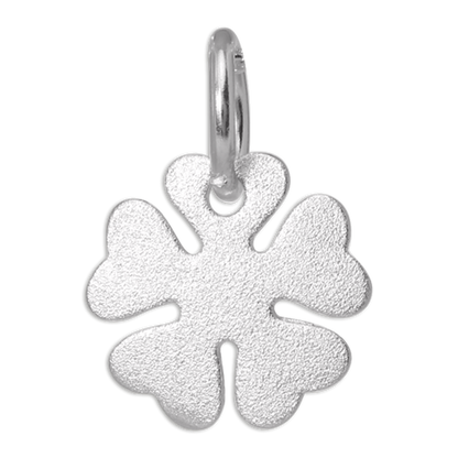 Brushed Sterling Silver Lucky 4 Leaf Clover Charm