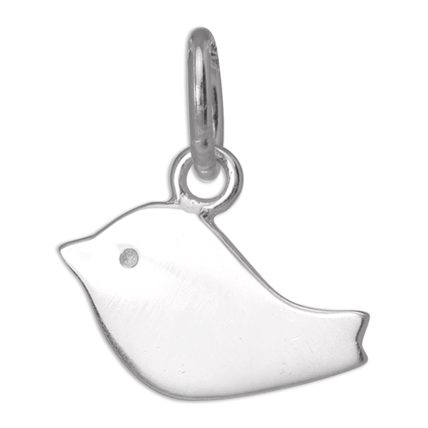 Simple Flat Sterling Silver Bird Charm