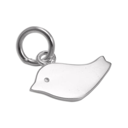 Simple Flat Sterling Silver Bird Charm