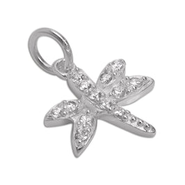 Sterling Silver CZ Crystal Encrusted Dragonfly Charm