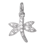 Sterling Silver CZ Crystal Encrusted Dragonfly Charm