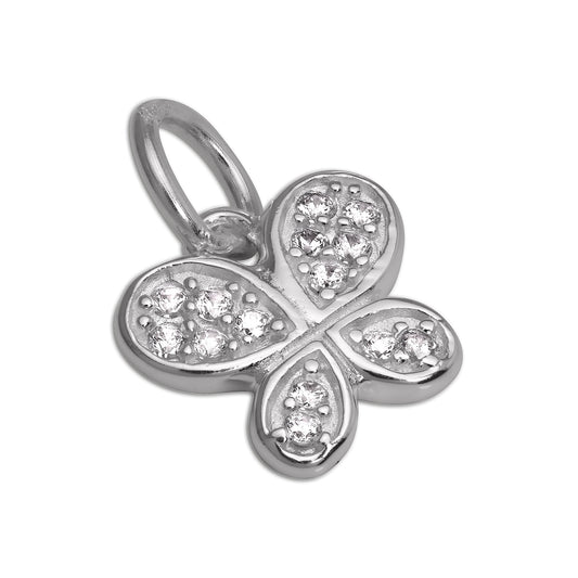 Sterling Silver CZ Crystal Encrusted Butterfly Charm