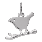 Sterling Silver Simple Bird on a Branch Charm