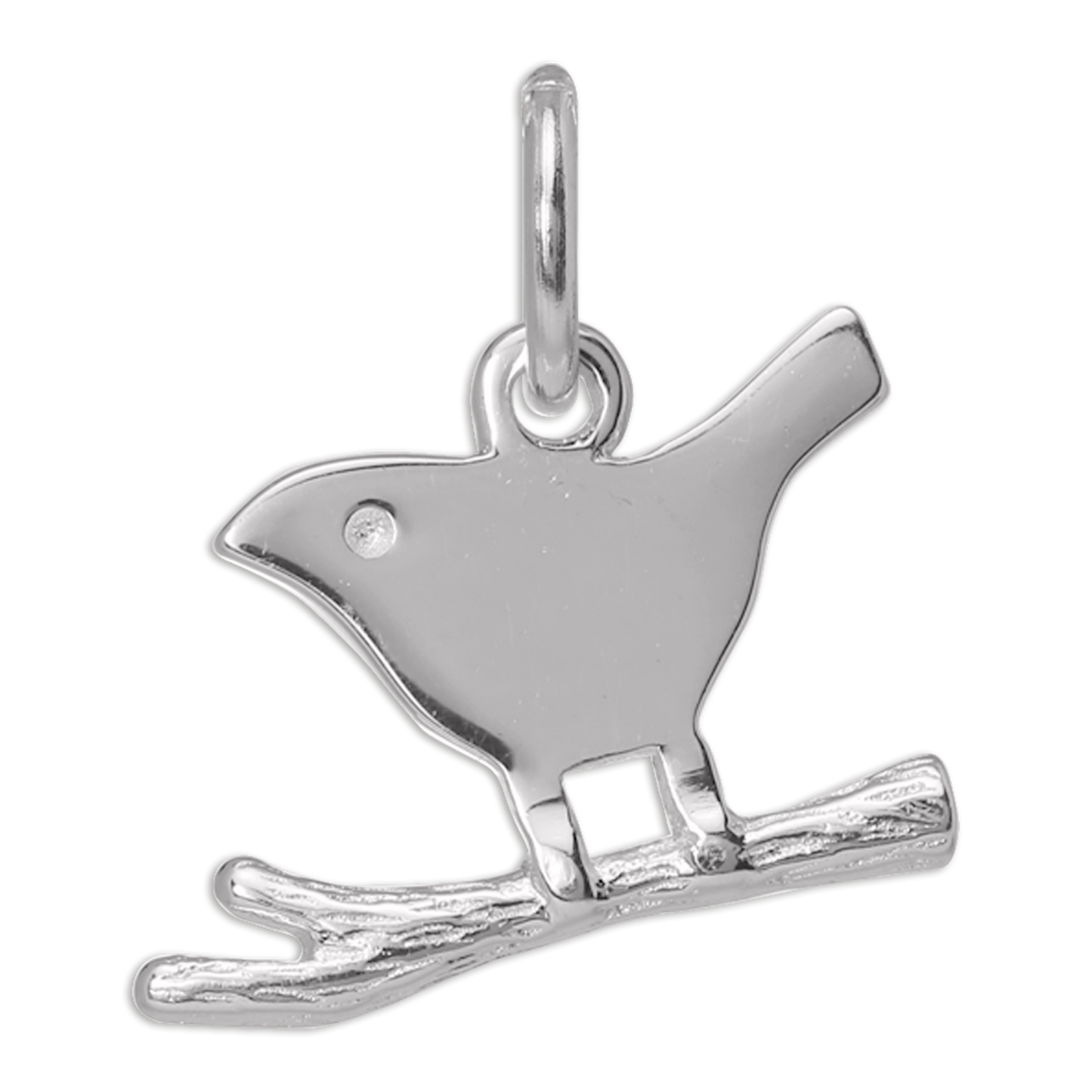Sterling Silver Simple Bird on a Branch Charm