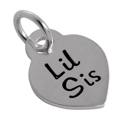 Sterling Silver Little Sister Heart Charm