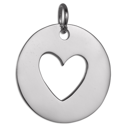 Large Sterling Silver Cut Out Heart Disc Charm