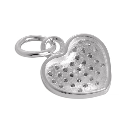 Sterling Silver & CZ Crystal Encrusted Heart Charm