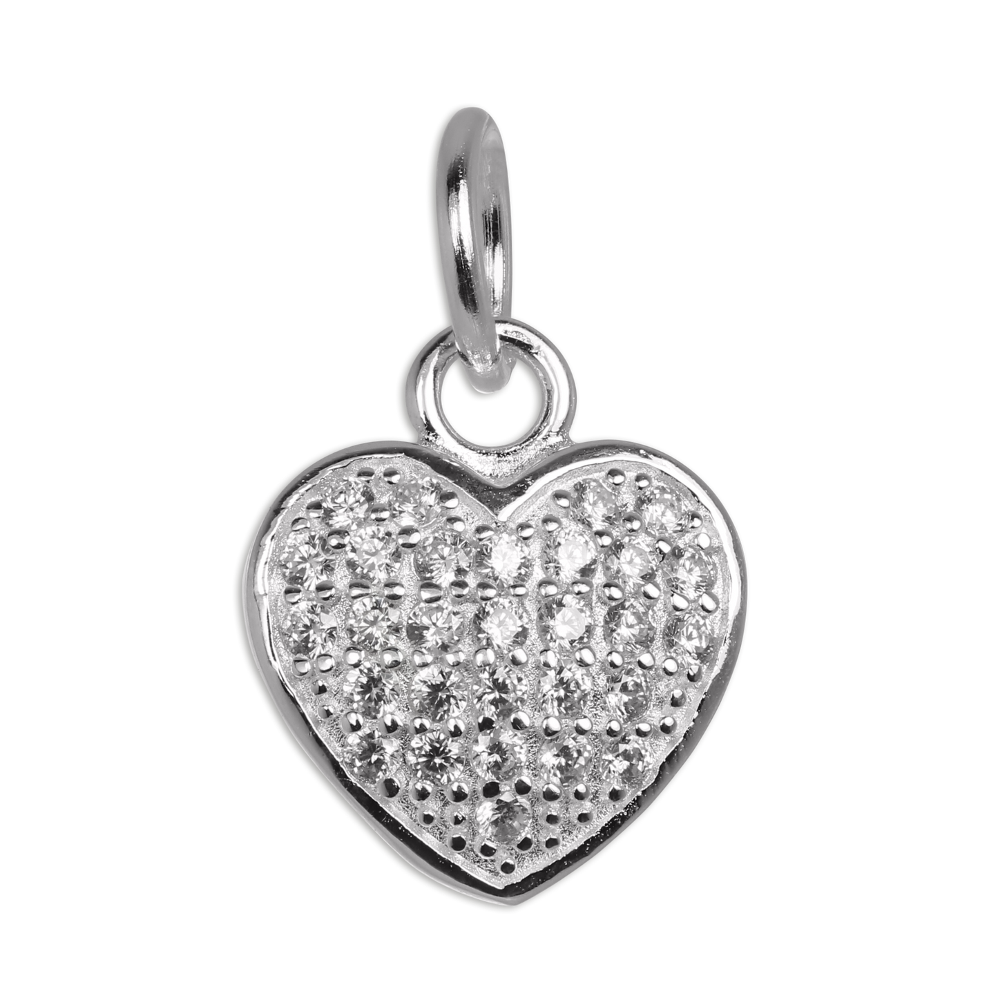 Sterling Silver & CZ Crystal Encrusted Heart Charm