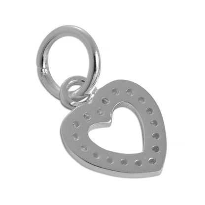 Sterling Silver & CZ Crystal Encrusted Open Heart Charm