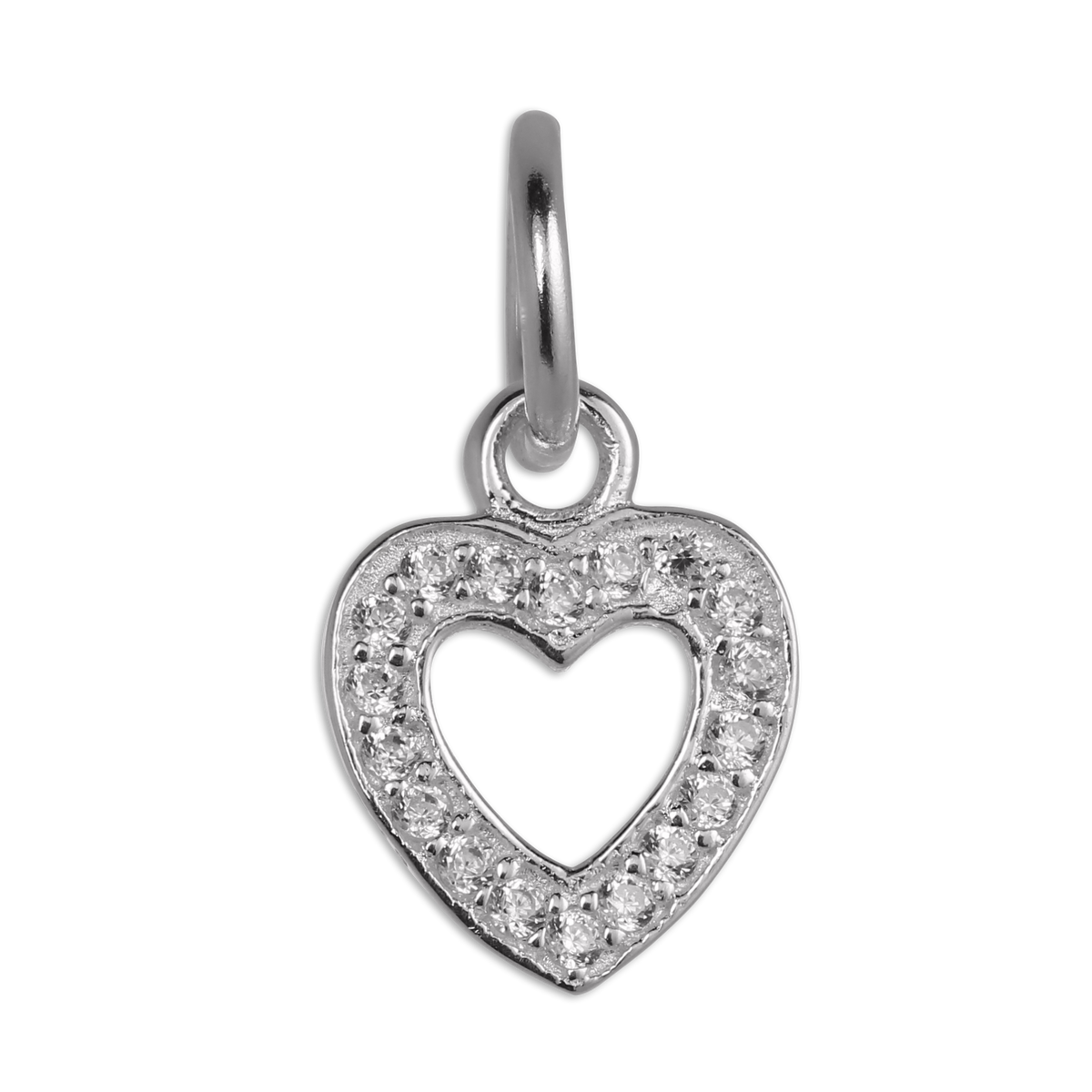 Sterling Silver & CZ Crystal Encrusted Open Heart Charm