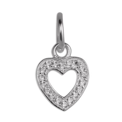 Sterling Silver & CZ Crystal Encrusted Open Heart Charm