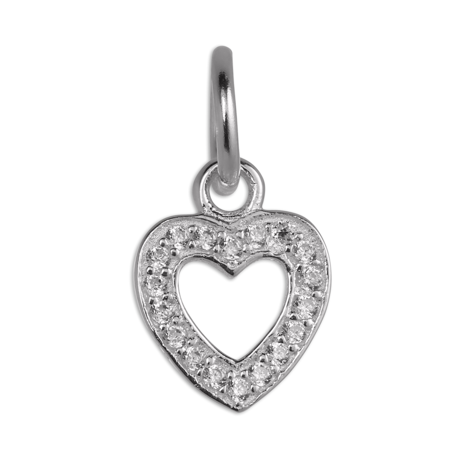 Sterling Silver & CZ Crystal Encrusted Open Heart Charm