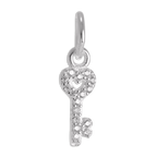 Sterling Silver & CZ Crystal Encrusted Heart Key Charm