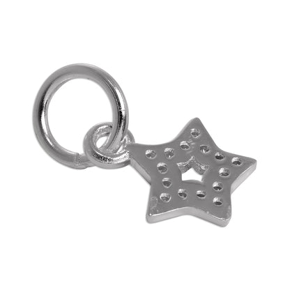 Small Sterling Silver CZ Crystal Encrusted Star Charm