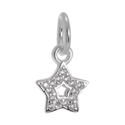 Small Sterling Silver CZ Crystal Encrusted Star Charm