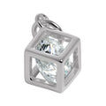 Sterling Silver Open Cube Charm with CZ Crystal