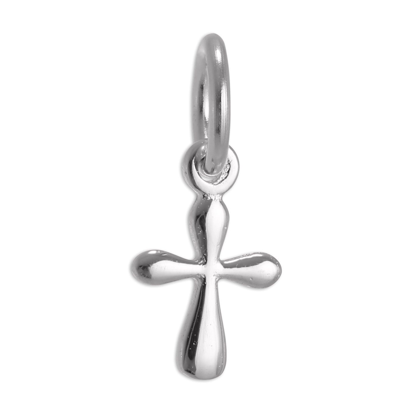 Sterling Silver Small Flat Rounded Cross Charm