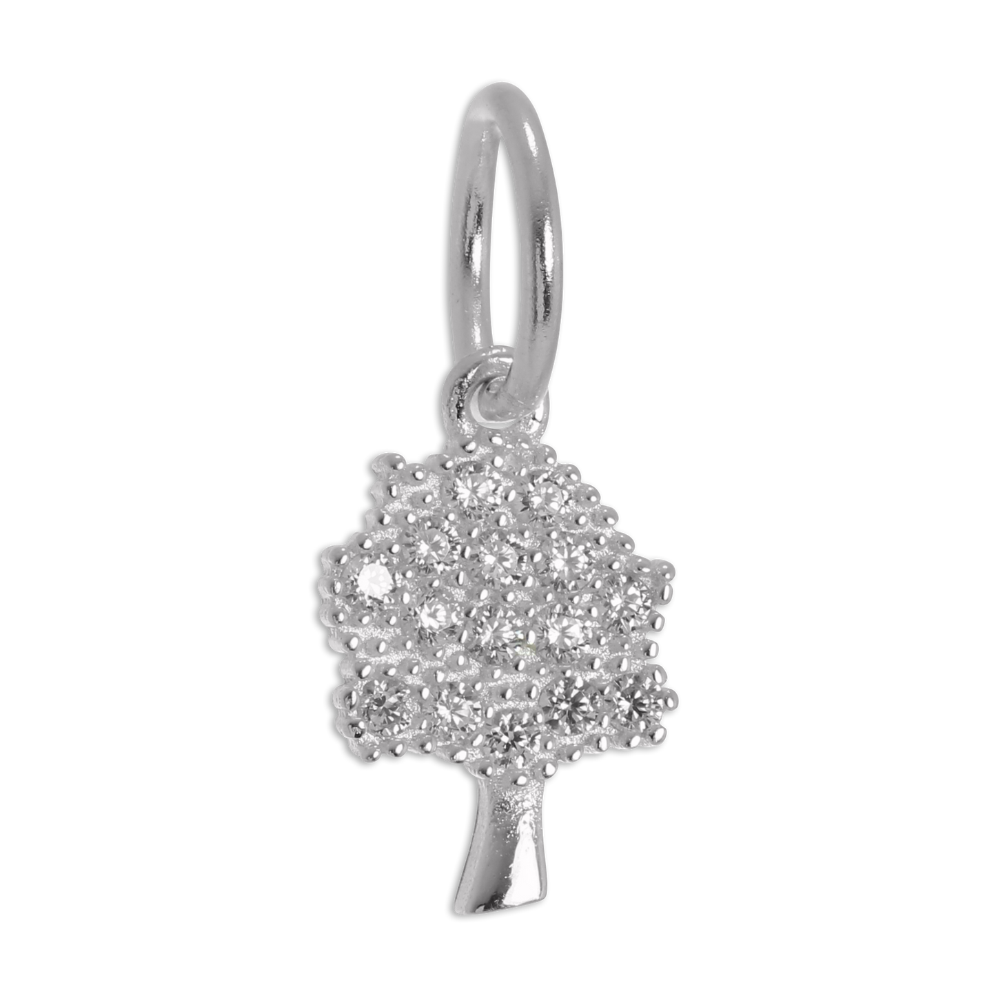 Sterling Silver & CZ Crystal Encrusted Oak Tree Charm