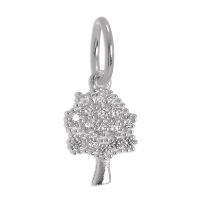 Sterling Silver & CZ Crystal Encrusted Oak Tree Charm