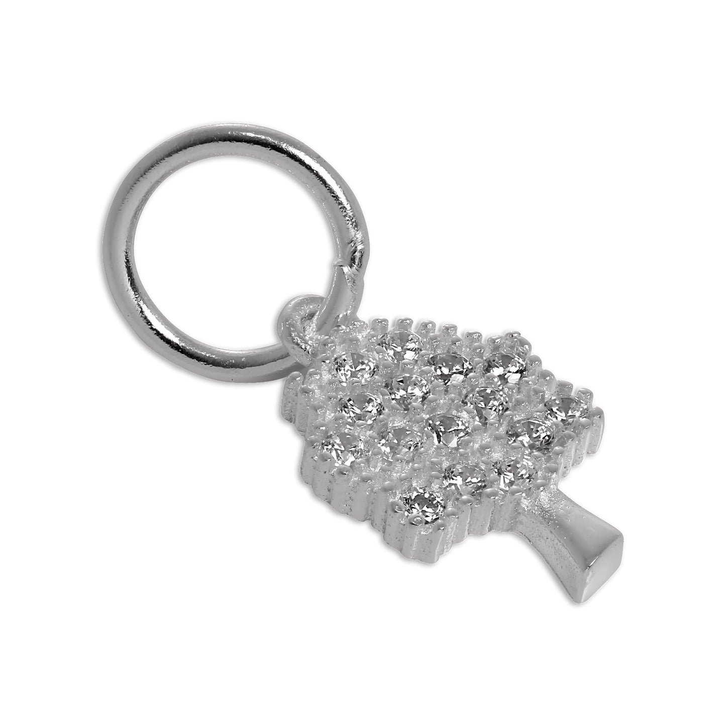Sterling Silver & CZ Crystal Encrusted Oak Tree Charm