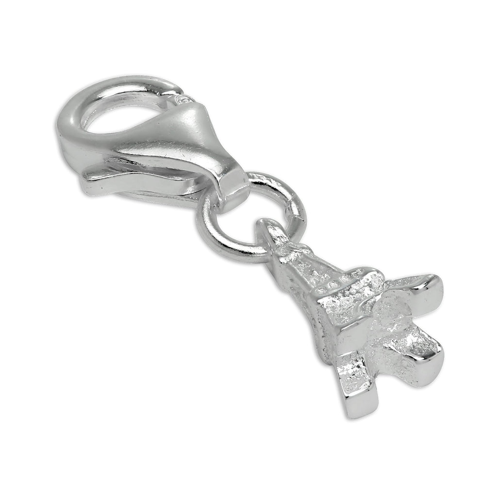 Tiny Sterling Silver Eiffel Tower Clip on Charm