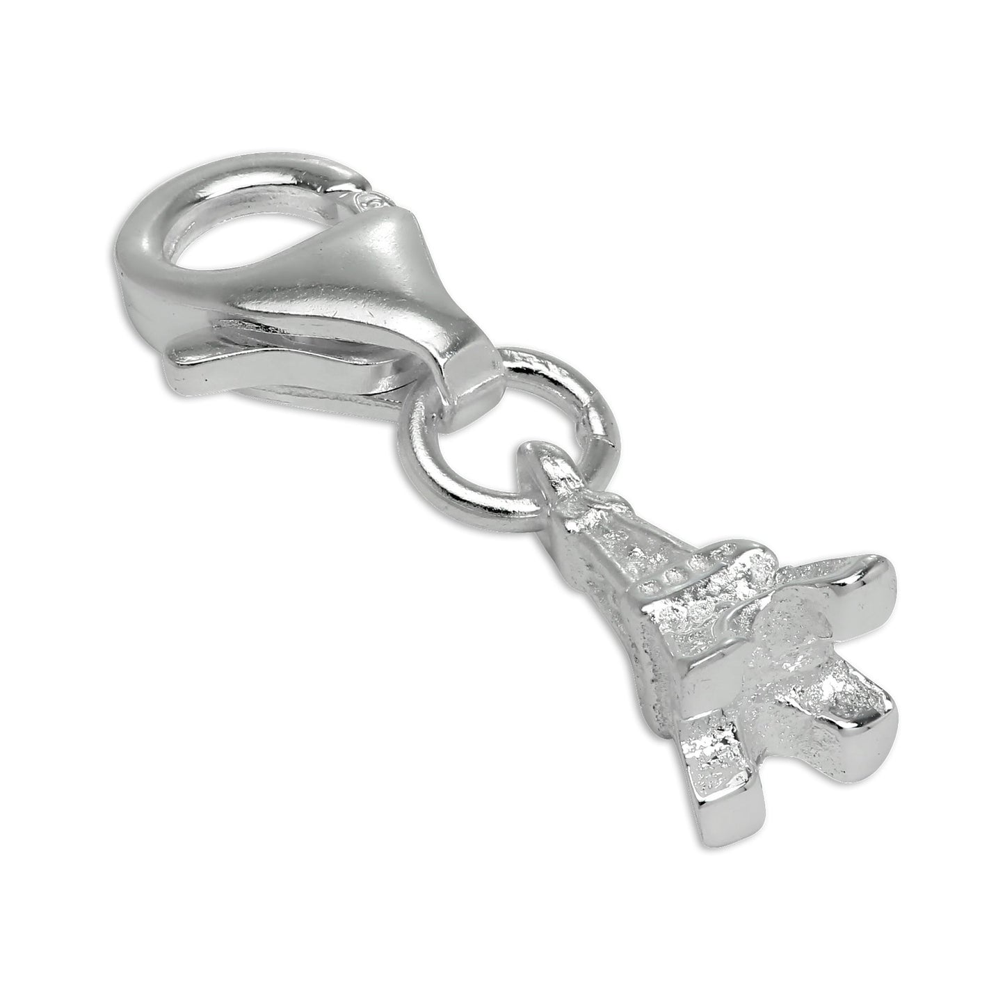 Tiny Sterling Silver Eiffel Tower Clip on Charm