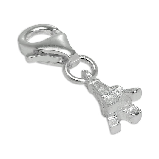 Tiny Sterling Silver Eiffel Tower Clip on Charm