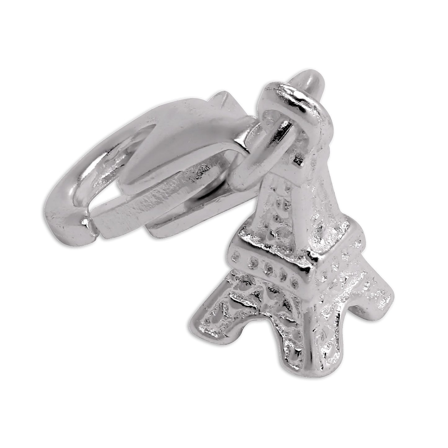 Tiny Sterling Silver Eiffel Tower Clip on Charm
