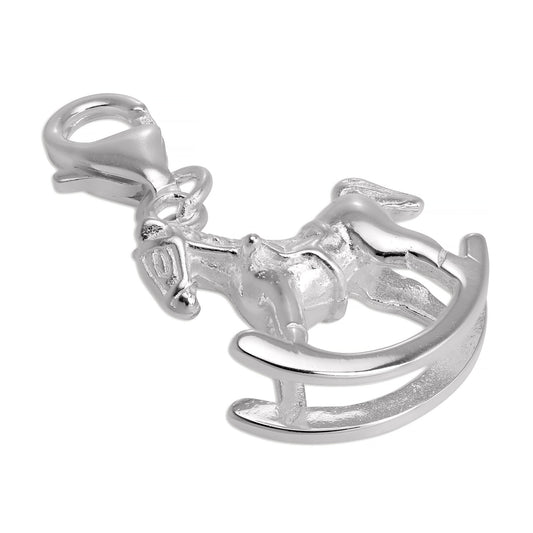 Sterling Silver Rocking Horse Clip on Charm