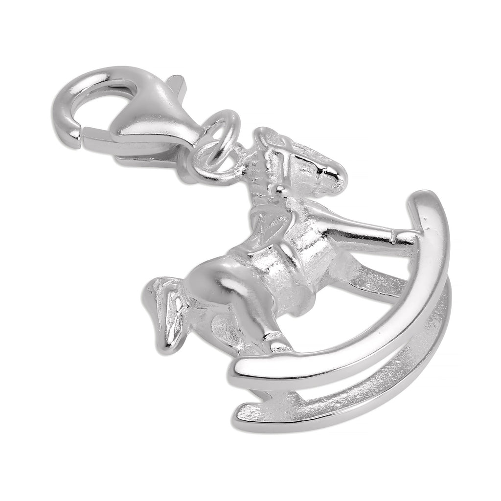 Sterling Silver Rocking Horse Clip on Charm